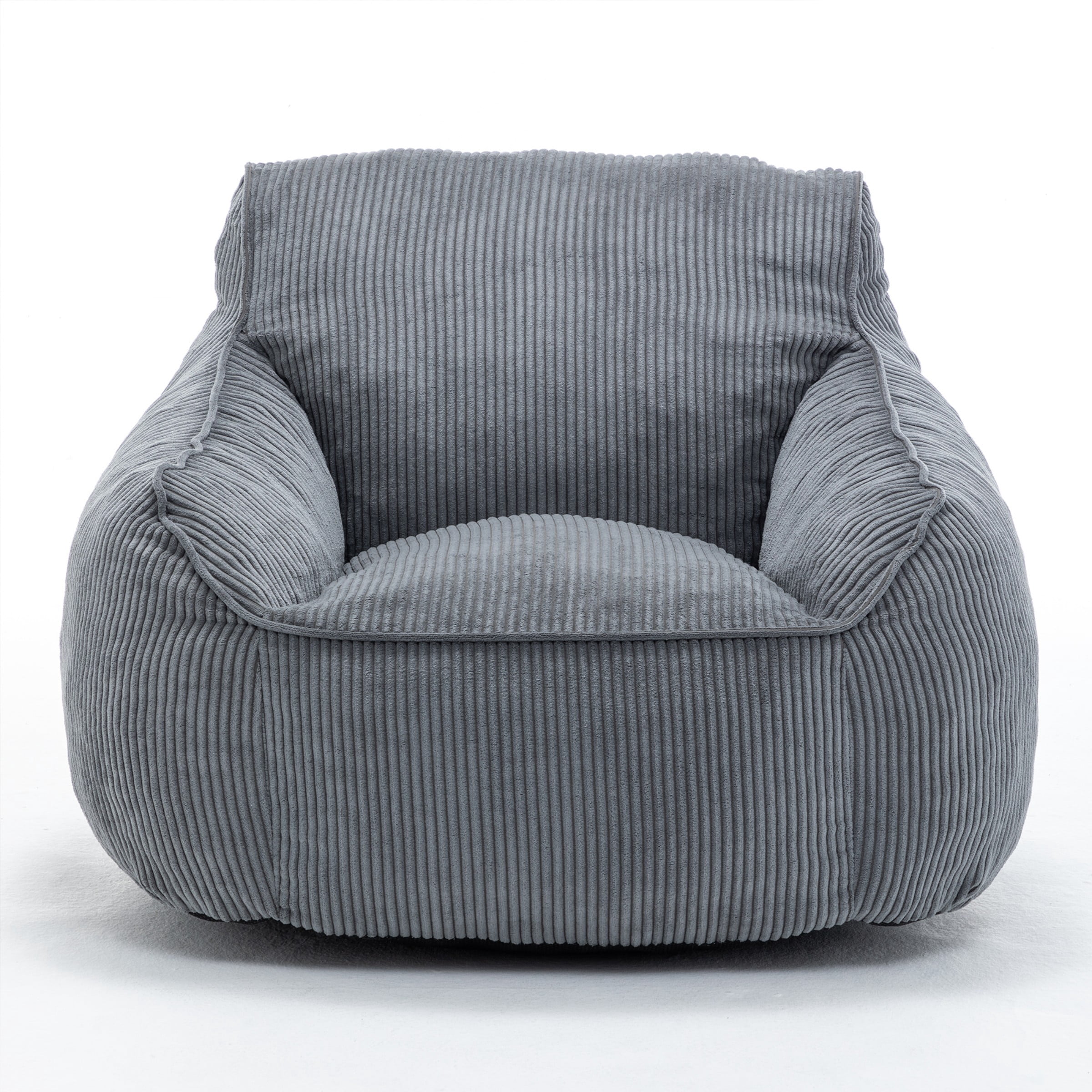 Giant Bean Bag Chair Sofa for Adults, Corduroy Bean Bag Couch with Armrests and Filler Included, Lazy Floor Chair for Living Room Bedroom, Dark Gray