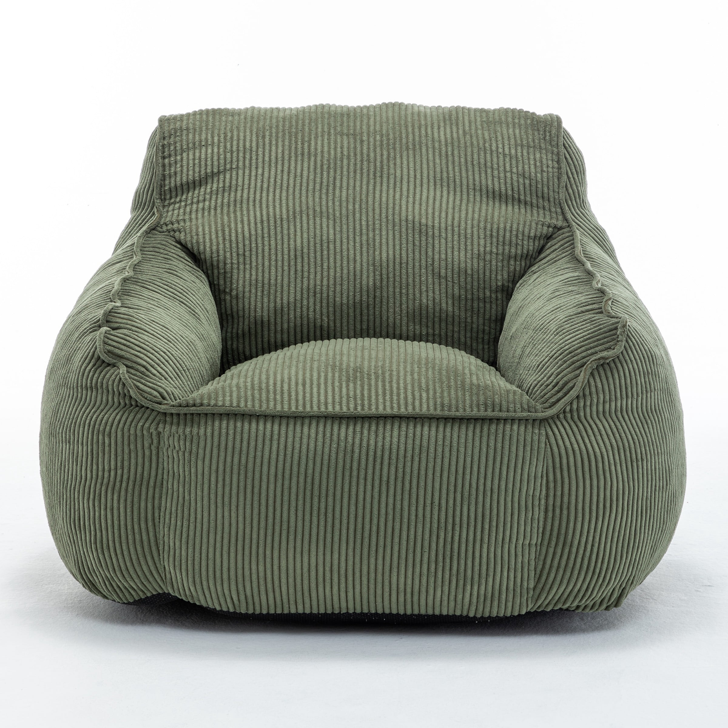 Giant Bean Bag Chair Sofa for Adults, Corduroy Bean Bag Couch with Armrests and Filler Included, Lazy Floor Chair for Living Room Bedroom, Green