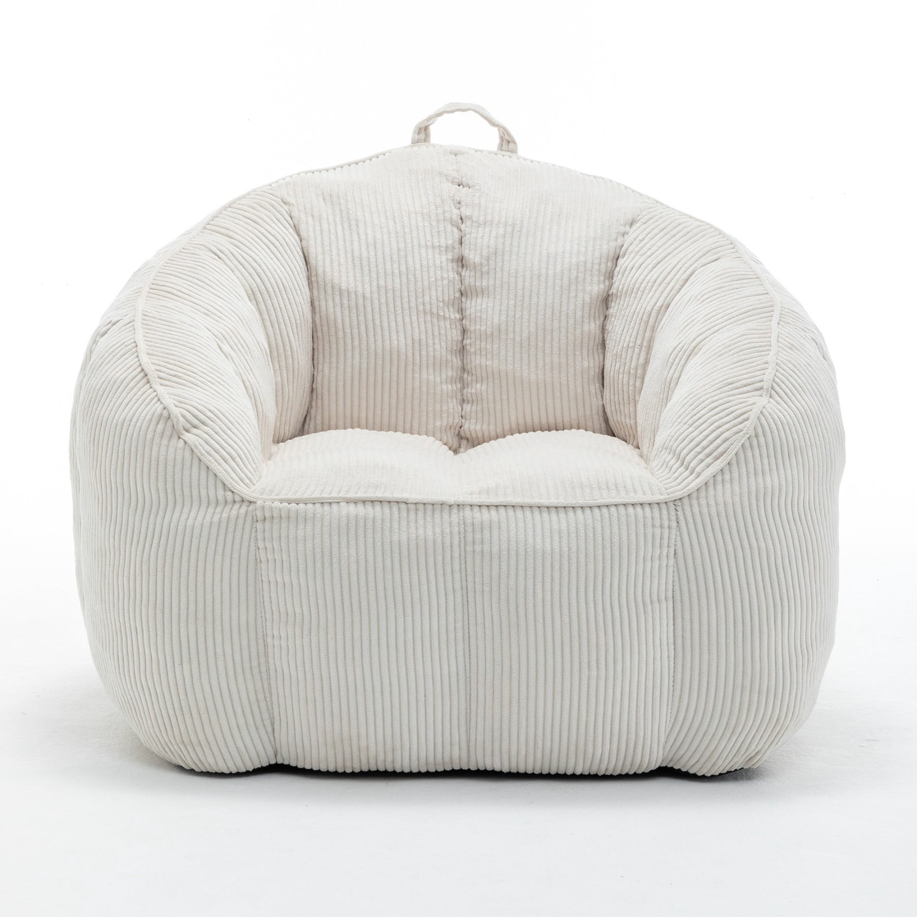 Giant Bean Bag Chair Sofa for Adults & Teens, Corduroy Bean Bag Couch with Armrests & Filler Included, Beige