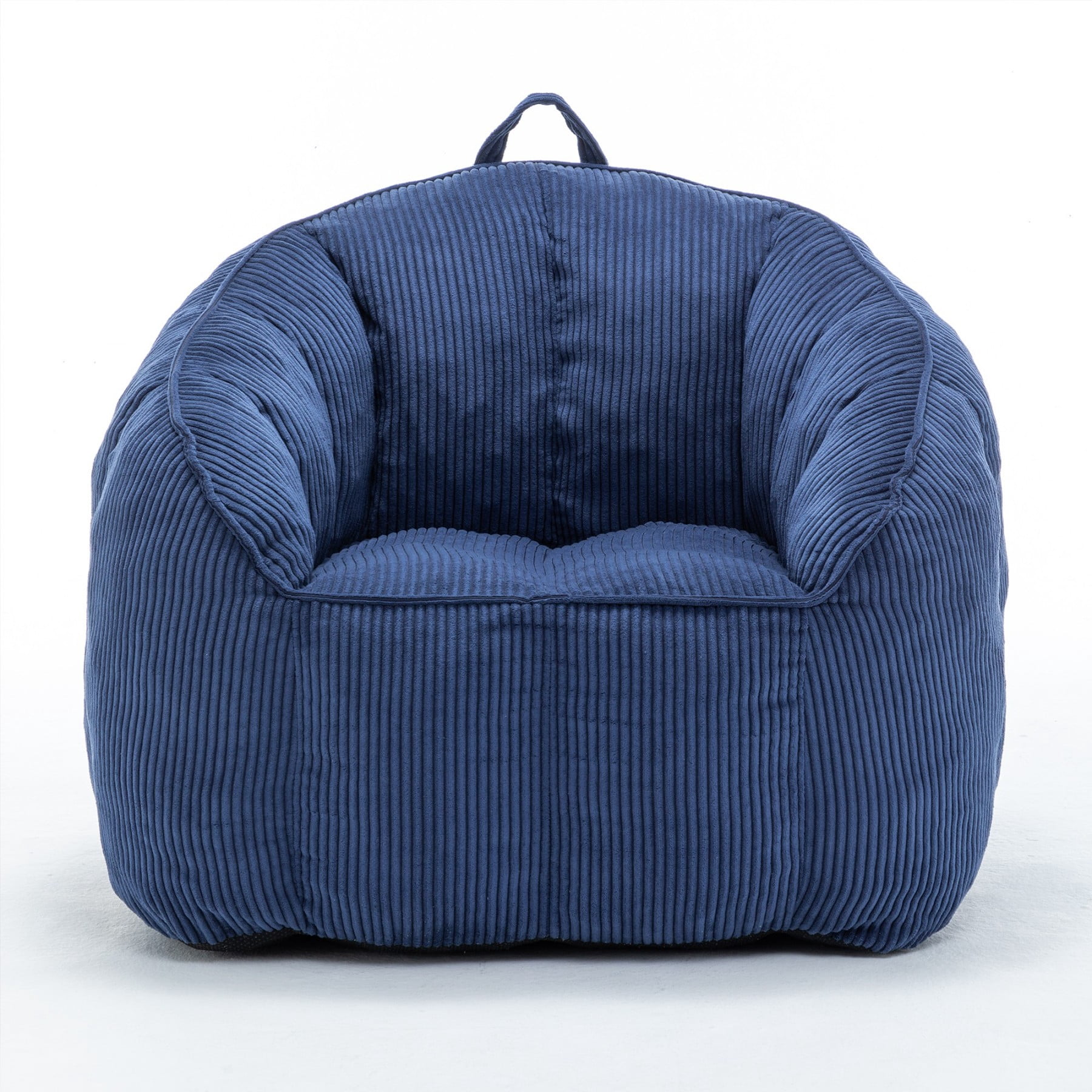 Giant Bean Bag Chair Sofa for Adults & Teens, Corduroy Bean Bag Couch with Armrests & Filler Included, Dark Blue