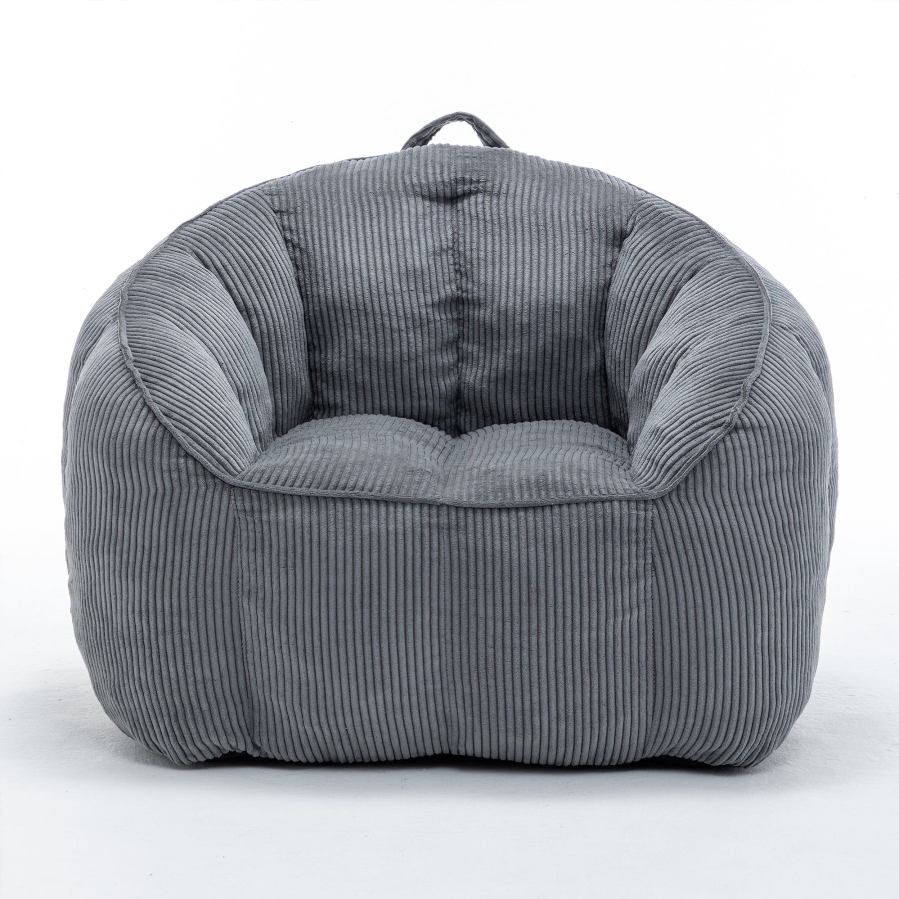 Giant Bean Bag Chair Sofa for Adults & Teens, Corduroy Bean Bag Couch with Armrests & Filler Included, Dark Gray