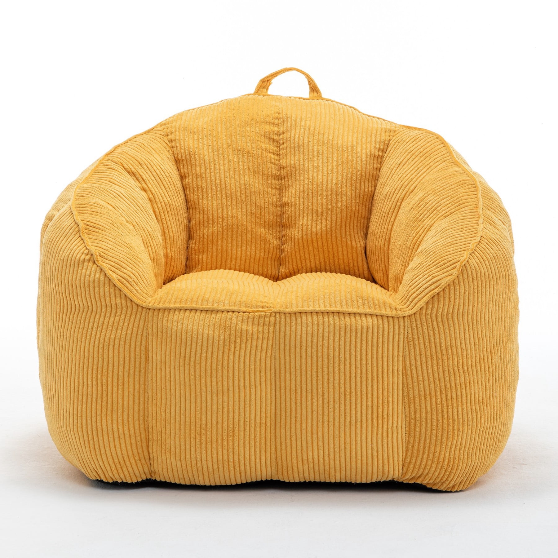 Giant Bean Bag Chair Sofa for Adults & Teens, Corduroy Bean Bag Couch with Armrests & Filler Included, Yellow
