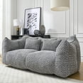 thumbnail image 1 of Giant Bean Bag Chair Sofa for Two, Oversized Foam-Filled Floor Loveseat with Chenille Fabric, Grey Recliner for Living Room, Bedroom, Apartment, 1 of 8