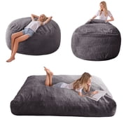 Giant Bean Bag Chairs Bean Bag Bed with Washable Cover Ultra Soft, Convertible Bean Bag from Chair to Mattress, Huge Cordoroys Bean Bags for Adult,Couples,Family,Dgrey,full