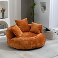 thumbnail image 1 of Oversized Chenille Bean Bag Chair for Adults, Giant Lazy Sofa Bed with 3 Pillows & Wrap-Around Backrest, Single Lounge Gaming Sofa for Living Room, Orange, 1 of 7