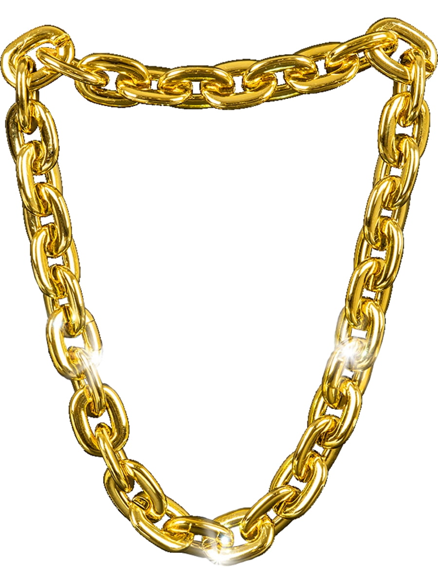 green emerald velvet dress Gold Fake Costume Jewelry for Men Kids - Thick Gold Necklace for 80s Fancy  Dress