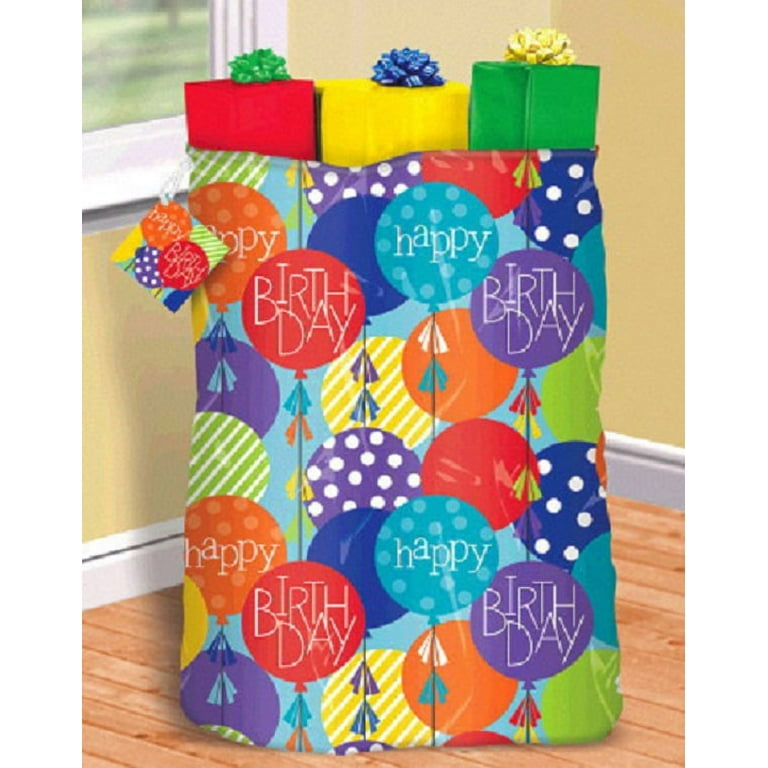 Giant Birthday Gift Bag Tag Tie 44 x 36 Plastic Sack