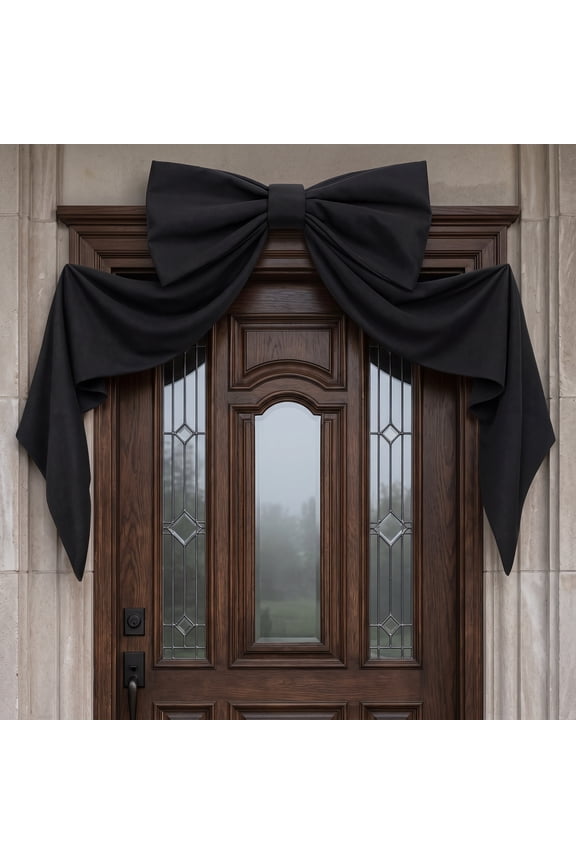 Giant Black Bow Halloween Decor, 48 Inch Halloween Wall Decoration for Front Door, Indoor Halloween Party Hanging Bow
