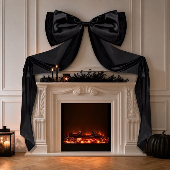 Giant Black Bow Halloween Decor, 7.87 Ft Giant Black Bow for Wall Door Window, Indoor Party Hanging Decoration