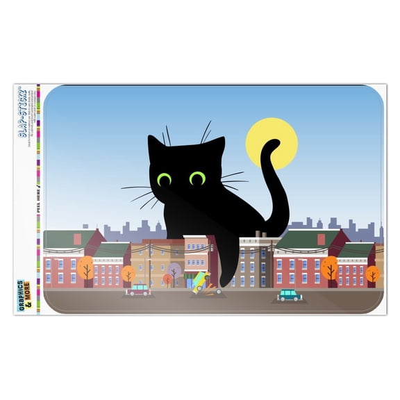 Giant Black Cat Playing with Cars Home Business Office Sign