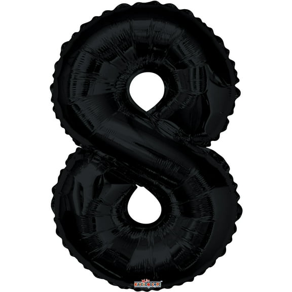 34 inch Kaleidoscope Number 8 - Black Foil Mylar Balloon - Party Supplies Decorations
