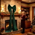 thumbnail image 1 of Giant Blackish Green Velvet Christmas Bow 79 x 16 Inch, Extra-Large Tree Topper with Long Tails for Door Stairway Wall Backdrop Decor, 1 of 6