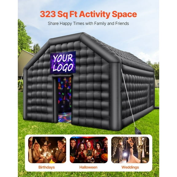 Giant Blow Up Party Tent - 19.7FT Inflatable Nightclub with LED Lights, Waterproof & Durable for Outdoor Use
