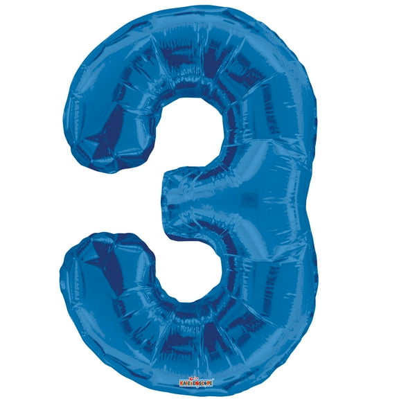 Giant Blue Number 3 Foil Balloon 34"