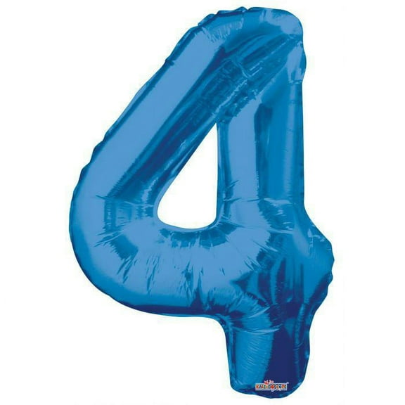 Giant Blue Number 4 Foil Balloon 34"