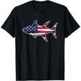 thumbnail image 1 of Giant Bluefin Tuna American Flag Vintage Fishing Fisherman T-Shirt, 1 of 4