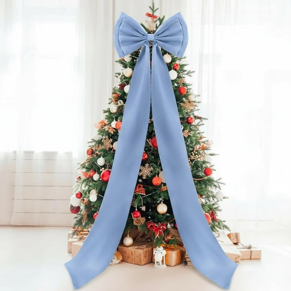 Giant Bow Decor Christmas Tree Topper Decoration Big Bows for Room Wall Backdrop 75x18 Inch Ribbon Tie for Wedding Christmas Fall Birthday Party Baby Shower Supplies(Dusty Blue)