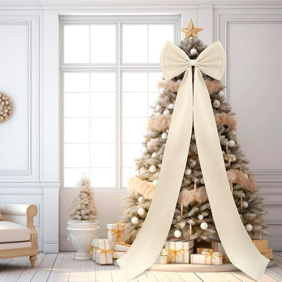 Giant Bow Decor Christmas Tree Topper Decoration Big Bows for Room Wall Backdrop 75x18 Inch Ribbon Tie for Wedding Christmas Fall Birthday Party Baby Shower Supplies(Wine Red,Satin)