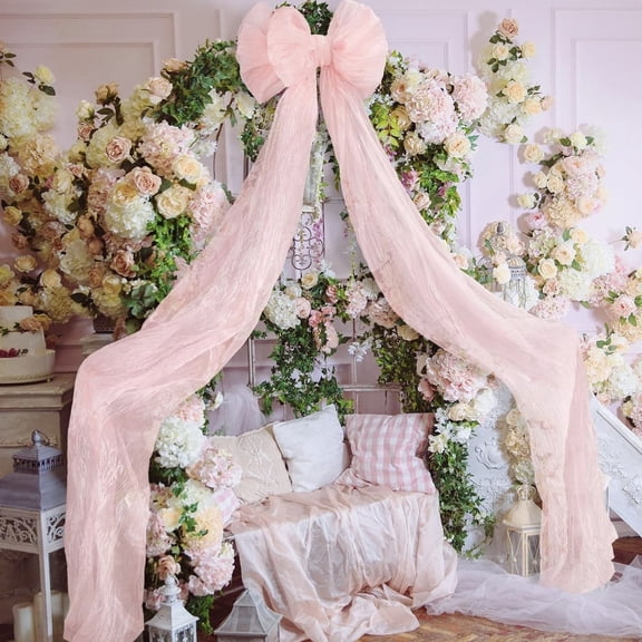 Giant Bow Decoration,18x70 Inch Pink Big Bows Giant Ribbon Tie for Backdrop Wedding Bridal Engagement Birthday Christmas Party Decor(Pink)