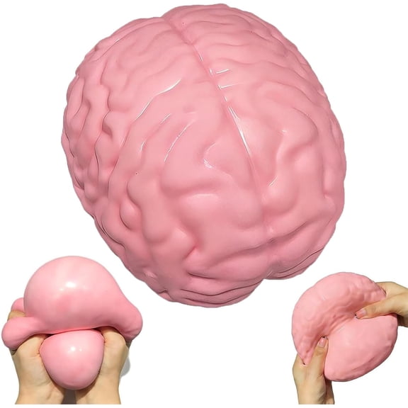 Giant Brain Squishy, Jumbo Stress Relief Ball, Extra Soft Slow Rising TPR Fidget for Anxiety ADHD Office Desk Gift