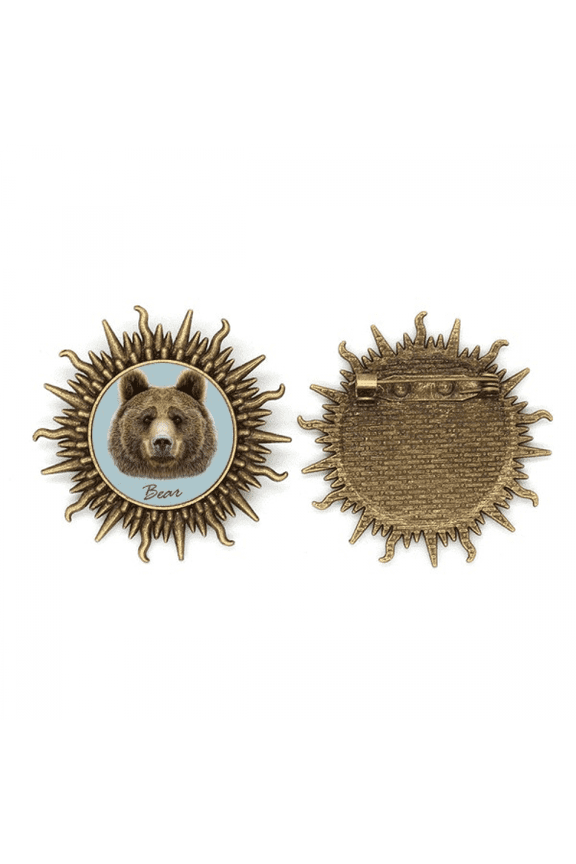 Giant Brown Bear Animal Metall Sonne Brosche Haken Pin