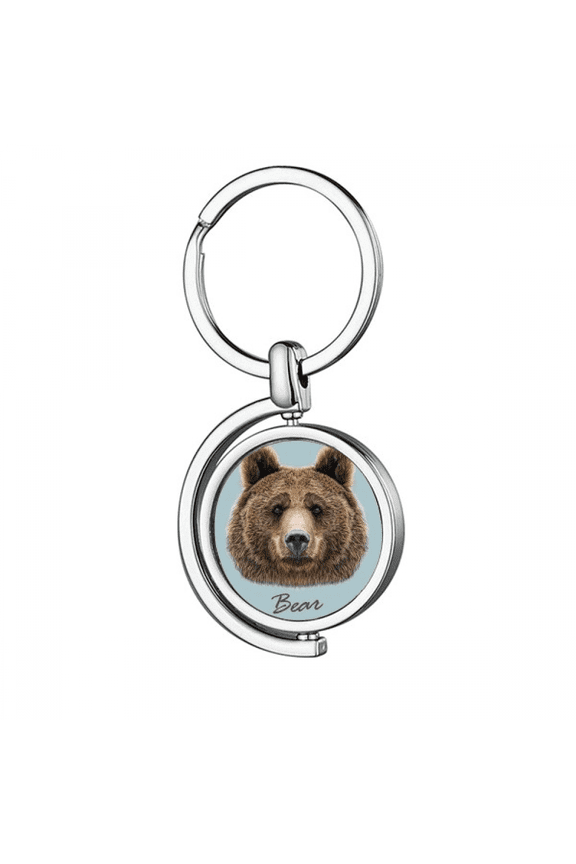 Giant Brown Bear Animal Rotating Keychain Metal Keyring Holder