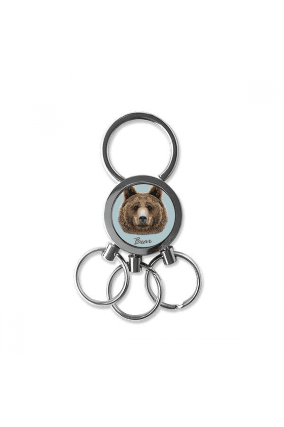 Giant Brown Bear Animal Stainless Steel Metal Key Holder Chain Ring Keychain