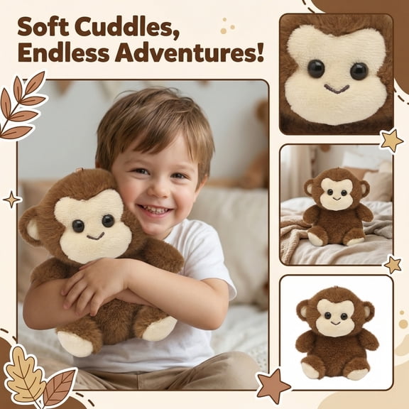 Giant Brown Monkey Plush Toy Stuffed Animal Home Decor Pillow Soft Fabric Washable Gift