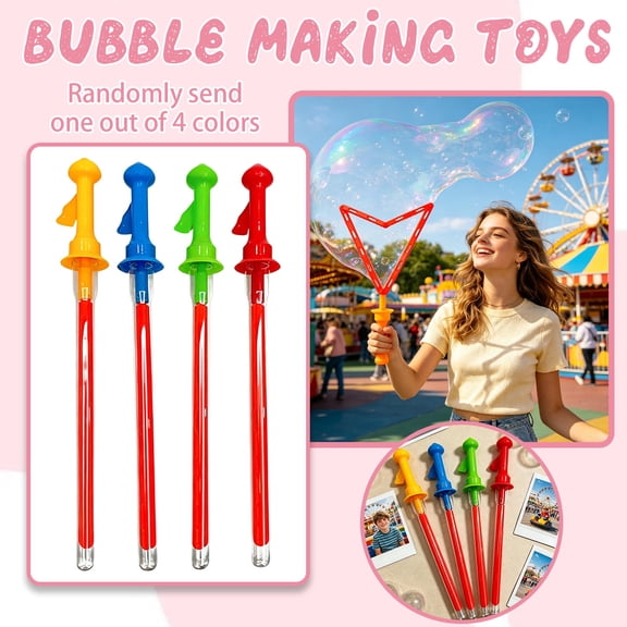 Giant Bubble Stick Set, Giant Bubble Wand 18 Inch, Bubble Concentrate 20Ml Per Unit, 3 Piece Random Color Bubble Maker for Student, Comes with 3 Total 20Ml Bubble Solution Refills