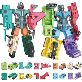 Giant Buildable Digit Transformation Robot Toy Set, 12.3 Inch STEM Learning Number Blocks, Educational Building Play Set for Kids Ages 38, Gift for Boys and Girls