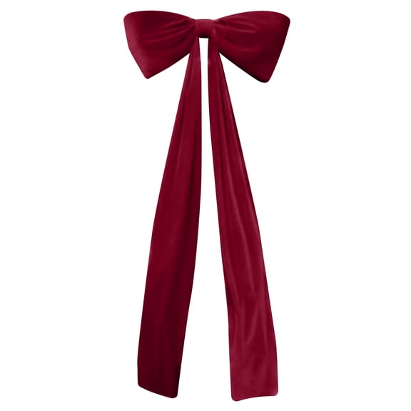 Giant Burgundy Velvet Christmas Tree Bow, Oversized Fleece Ribbon Knot Ornament for Window Wall Fireplace Holiday Indoor Decor
