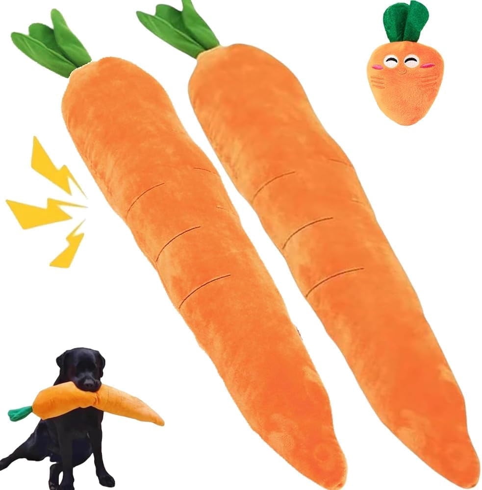 Giant Carrot Dog Toy – 29.5 Inch Large Stuffed Plush Toy with Squeaker, Durable Extra Long Chew Toy for Small, Medium & Large Dogs