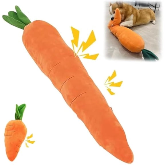Giant Carrot Dog Toy, Sturdy Plush Multi-squeaks Toys with Three Sound-Emitting Points for Aggressive Chewers (1 Pc)
