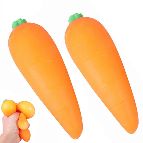 Giant Carrot Squeeze Ball Toy Slow Rising Fidget Stress Relief Sensory Tool Large Realistic Vegetable Model Soft Anxiety Reducer Hand Exercise Toy for Kids Adults Office Desk Decor Gift