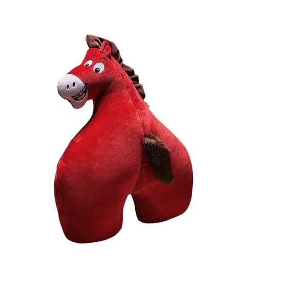 Giant Cartoon Horse Plush Pillow, Stuffed Animal with Funny Expression, Cozy Cushion & Gift for Horse Enthusiasts Red ﻿
