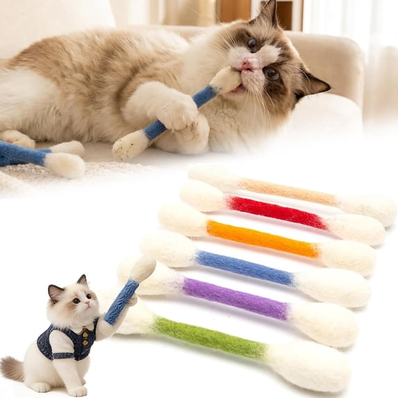 Giant Cat Qtip Toy Chew Sticks, 2026 New Cotton Swabs Cat Toys with Catnip, Durable Q Tip Cat Toy Teething Ropes for Boredom, Exercise, Big Interactive Felt Kitty Kicker Toy