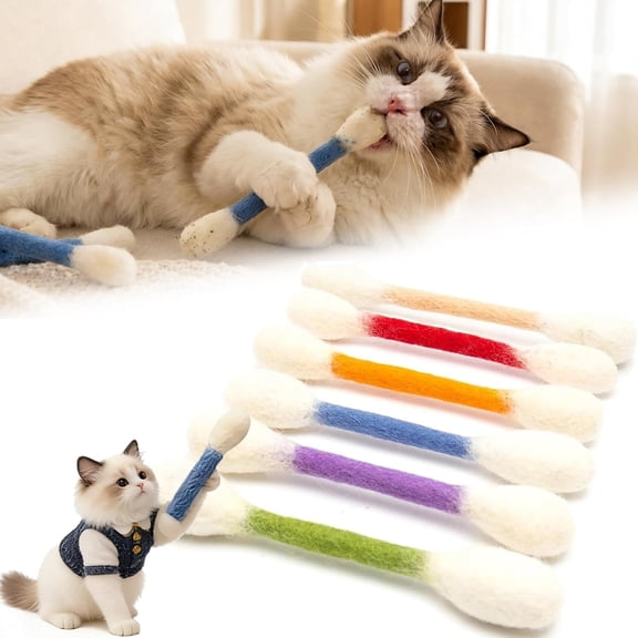 Giant Cat Qtip Toy Chew Sticks, 2026 New Cotton Swabs Cat Toys with Catnip, Durable Q Tip Cat Toy Teething Ropes for Boredom, Exercise, Big Interactive Felt Kitty Kicker Toy