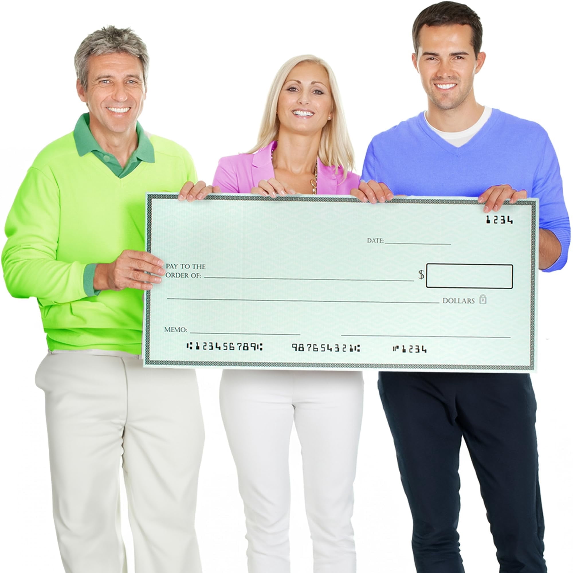 Giant Check (Plastic Cardboard 32 x 13.5 inches) - Big Checks for Presentations, Awards, Donations, Ceremonies and Events