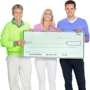 Giant Check Plastic Cardboard 32 x 13.5 inches - Big Checks for Presentations, Awards, Donations, Ceremonies and Events
