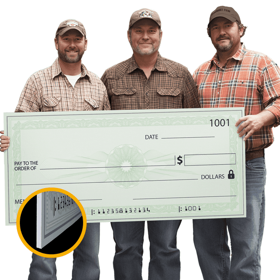 Orca Giant Check Thick Reusable Dry Erase Check for Presentations, Awards, Prizes, Fundraisers, Donations, Endowments (36"x16")