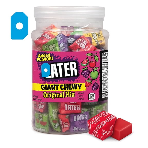 Giant Chewy Original Mix Candy, Mixed Fruit Chew Candy, 38 Ounce Tub 51901