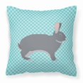 thumbnail image 1 of Giant Chinchilla Rabbit Blue Check Fabric Decorative Pillow, 1 of 2