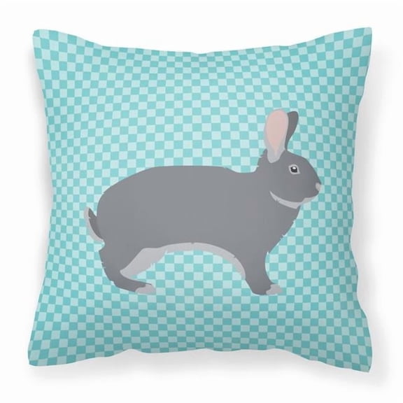 Giant Chinchilla Rabbit Blue Check Fabric Decorative Pillow