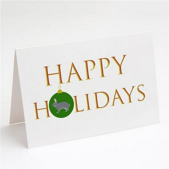 Giant Chinchilla Rabbit Happy Holidays Christmas Greeting Cards and Envelopes Pack of 8 7 in x 5 in