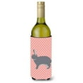 thumbnail image 1 of Giant Chinchilla Rabbit Pink Check Wine Bottle Beverge Insulator Hugger, 1 of 1