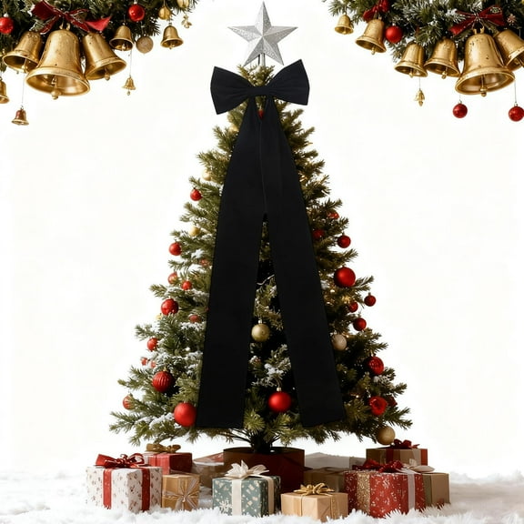 Giant Christmas Bow 71x20 Inch, Extra Large Velvet Christmas Tree Topper, Xmas Decor for Home Holiday Wedding Party Decorations