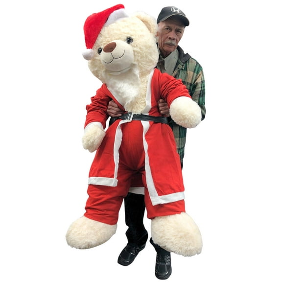 Giant Christmas Teddy Bear 54 inches White Soft Wears Removable Santa Pants Jacket and Hat