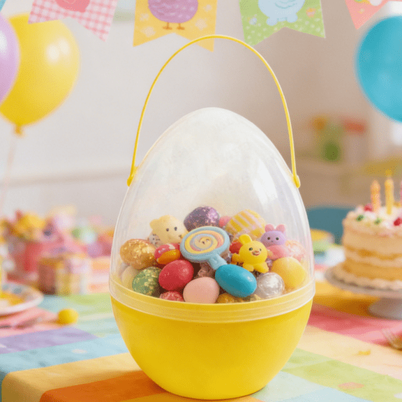 Giant Clear Easter Eggs with Handles Fillable Jumbo Party Treat Holders for Creative Projects Fun Egg Hunts and Spring