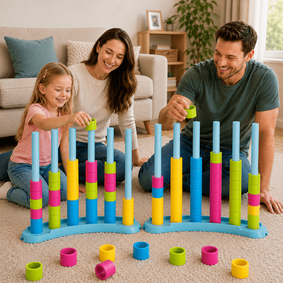 JEKABA Giant Color Matching Challenge Game Fast Pattern Strategy Stacking Family Board Game for Kids & Adults 2 pack Birthday Gift for Boys & Girls