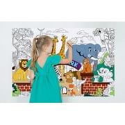 Giant Color Poster for Kids & Adults, 35" x 24", DIY Drawing Coloring Poster, Animal Kingdom Fun Activity for Family Groups, Classroom, Jumbo Coloring Poster for Floor